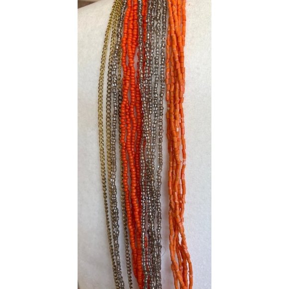 Shades of Orange 20 Strand Torsade Statement Necklace - Picture 4 of 8